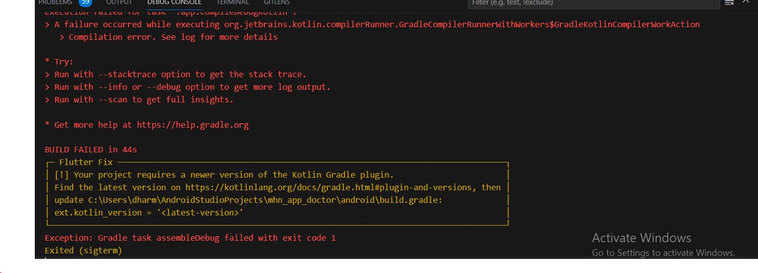 Flutter Error – Project require a newer version of kotlin Gradle plugin