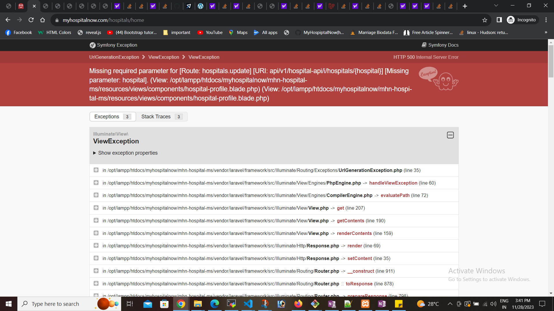 Missing required parameters for Route (Laravel 10)